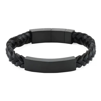 Black Braided Leather Bracelet